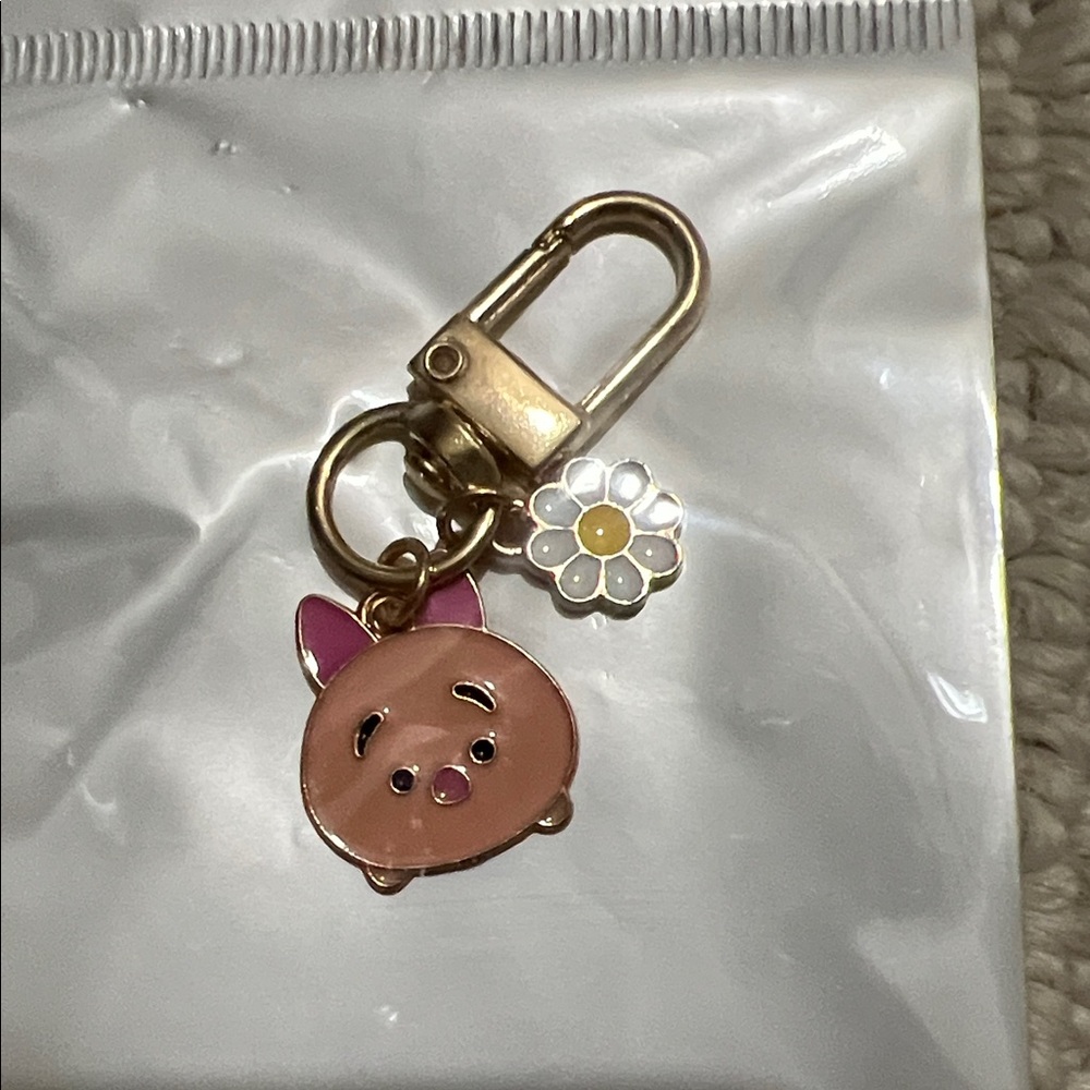 Cute Piglet and Daisy Keychain